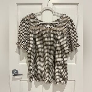 Marine Layer Black and White Flutter Sleeve Blouse